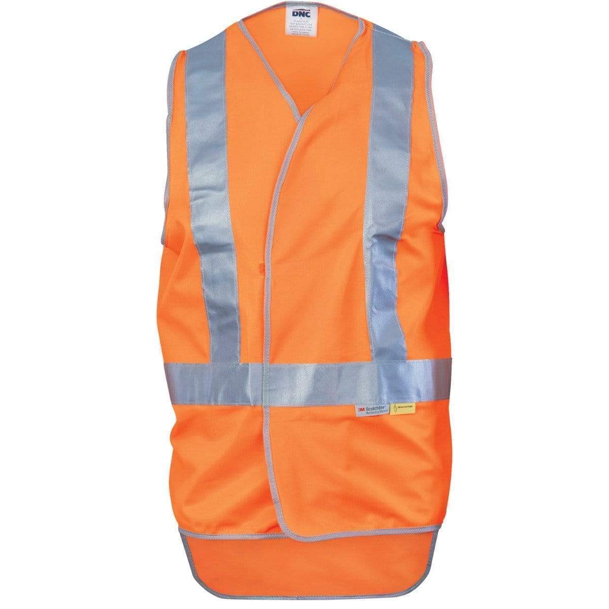 Dnc Workwear Day/night Cross Back Safety Vest With Tail - 3802 Work Wear DNC Workwear Orange S 
